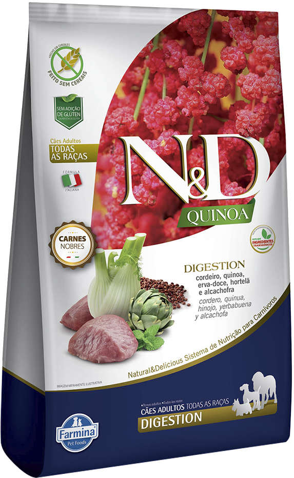 Ração Farmina N&D Quinoa Digestion Cordeiro para Cães Adultos de Todas as Raças - 10,1Kg