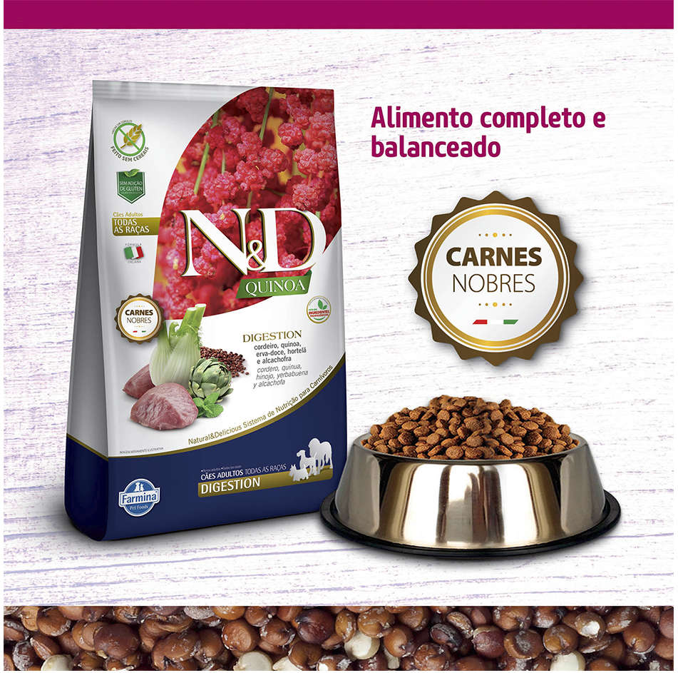 Ração Farmina N&D Quinoa Digestion Cordeiro para Cães Adultos de Todas as Raças - 10,1Kg
