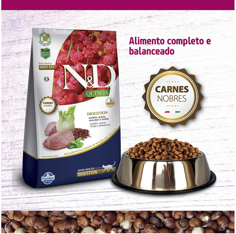 Ração Farmina N&D Quinoa Digestion Cordeiro para Gatos Adultos - 7,5Kg