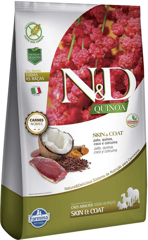 Ração Farmina N&D Quinoa Skin & Coat Pato para Cães Adultos de Todas as Raças - 10,1Kg