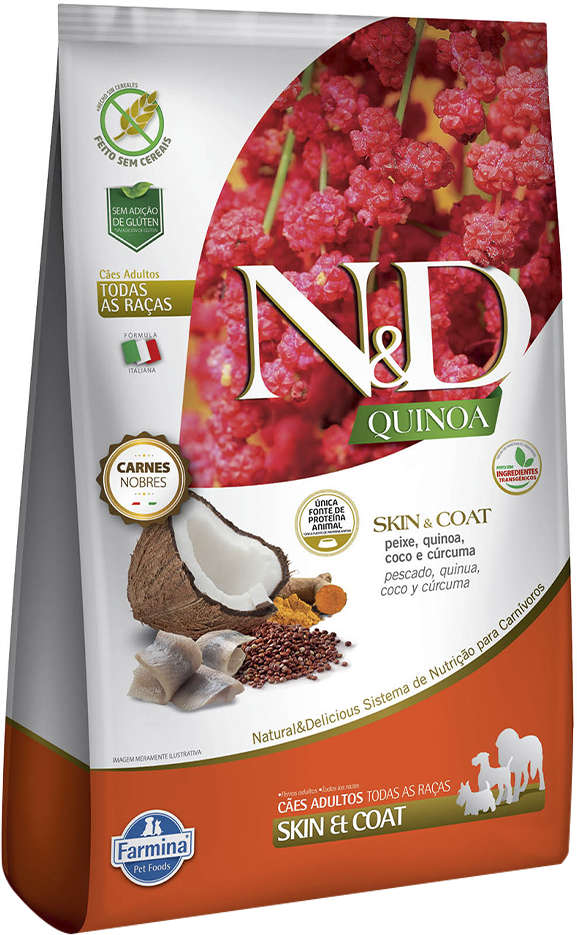Ração Farmina N&D Quinoa Skin & Coat Peixe para Cães Adultos de Todas as Raças - 10,1Kg