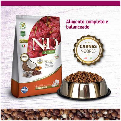 Ração Farmina N&D Quinoa Skin & Coat Peixe para Cães Adultos de Todas as Raças
