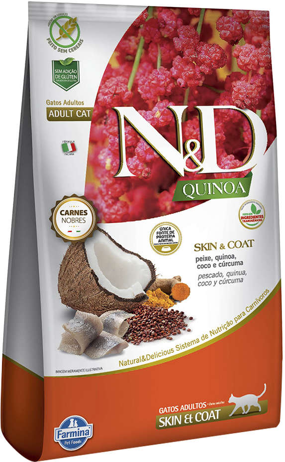 Ração Farmina N&D Quinoa Skin & Coat Peixe para Gatos Adultos - 7,5Kg