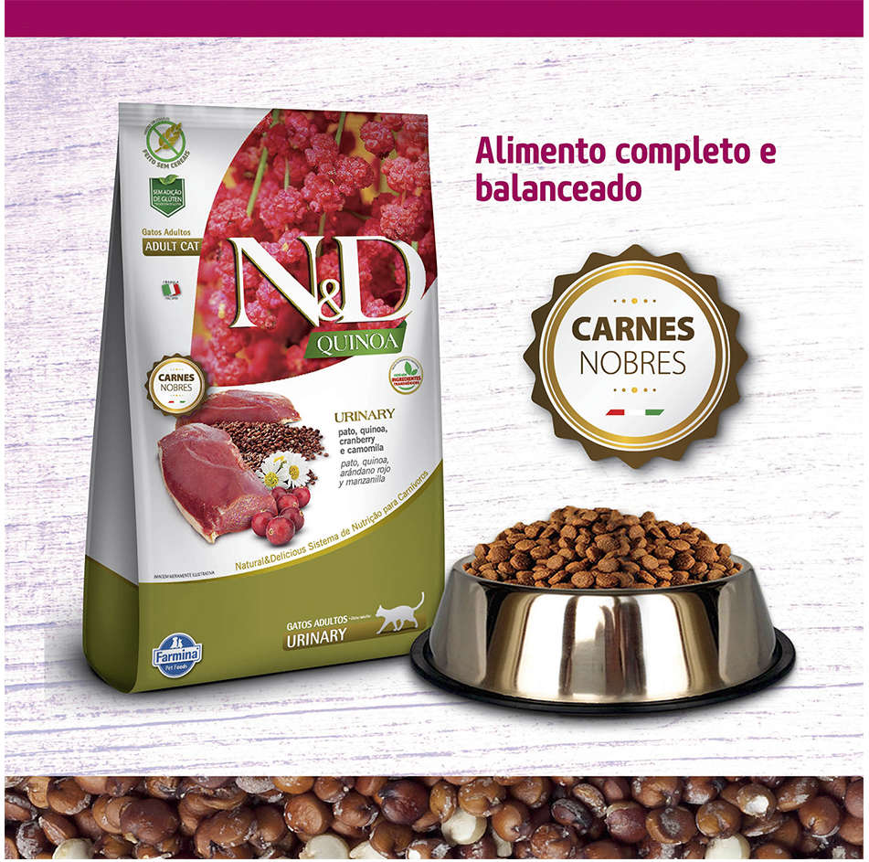 Ração Farmina N&D Quinoa Urinary Pato para Gatos Adultos - 7,5Kg