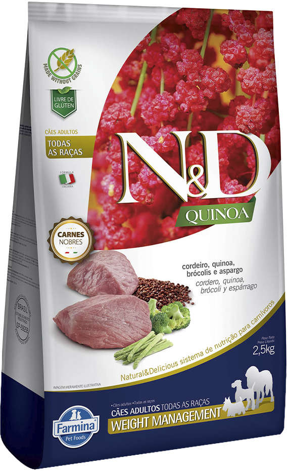 Ração Farmina N&D Quinoa Weight Management Cordeiro para Cães Adultos de Todas as Raças - 10,1Kg
