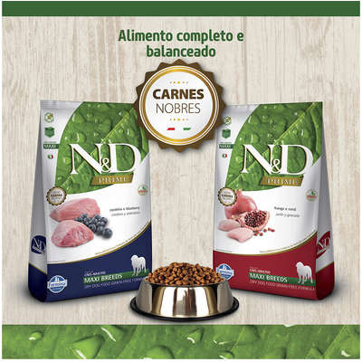 Ração Farmina N&D Prime Cordeiro e Blueberry Cães Adultos Raças Grandes