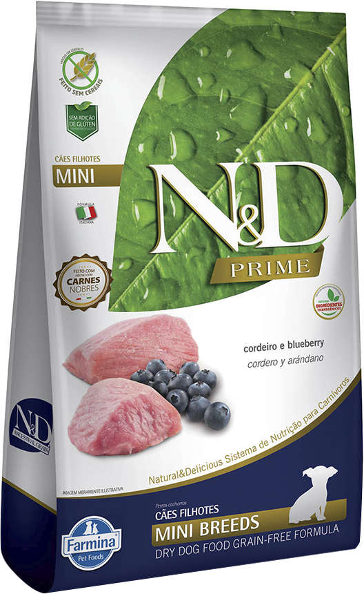 Ração Farmina N&D Prime Cordeiro e Blueberry Cães Filhotes Raças Pequenas - 2,5Kg