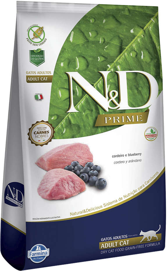 Ração Farmina N&D Prime Cordeiro e Blueberry Gatos Adultos - 1,5Kg