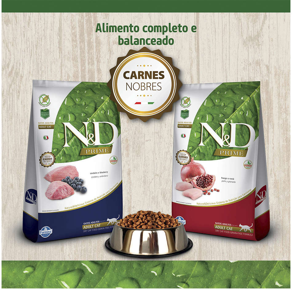 Ração Farmina N&D Prime Cordeiro e Blueberry Gatos Adultos - 1,5Kg