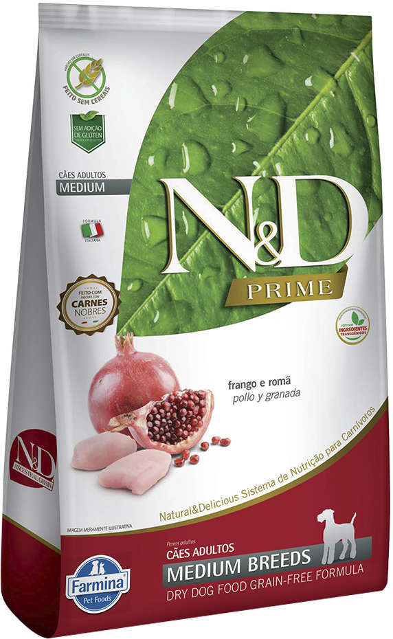 Ração Farmina N&D Prime Frango e Romã Cães Adultos Raças Médias - 10,1Kg
