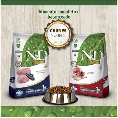 Ração Farmina N&D Prime Frango e Romã Cães Adultos Raças Médias