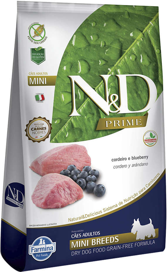 Ração Farmina N&D Prime Cordeiro e Blueberry Cães Adultos Raças Pequenas - 2,5Kg