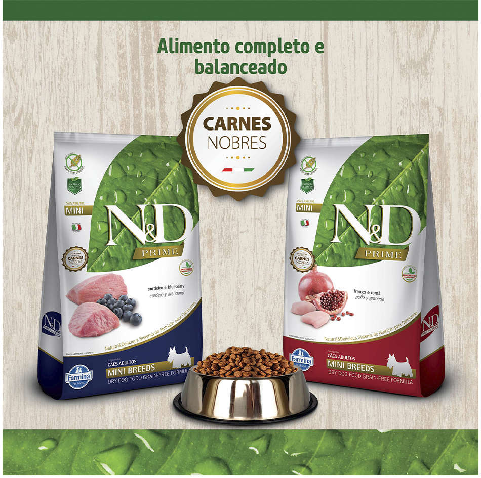 Ração Farmina N&D Prime Cordeiro e Blueberry Cães Adultos Raças Pequenas - 2,5Kg