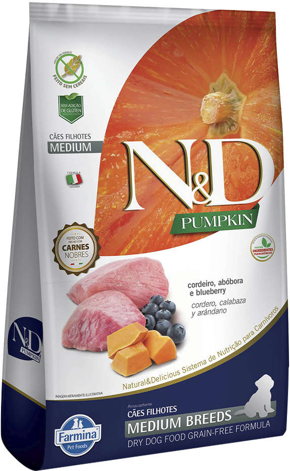 Ração Farmina N&D Pumpkin Carnes Nobres Cordeiro para Cães Filhotes de Raças Médias - 10,1Kg