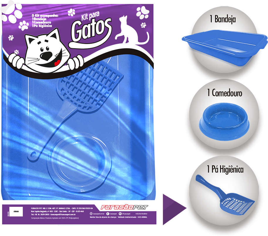 Kit Joy Azul para Gatos - Tam. Único