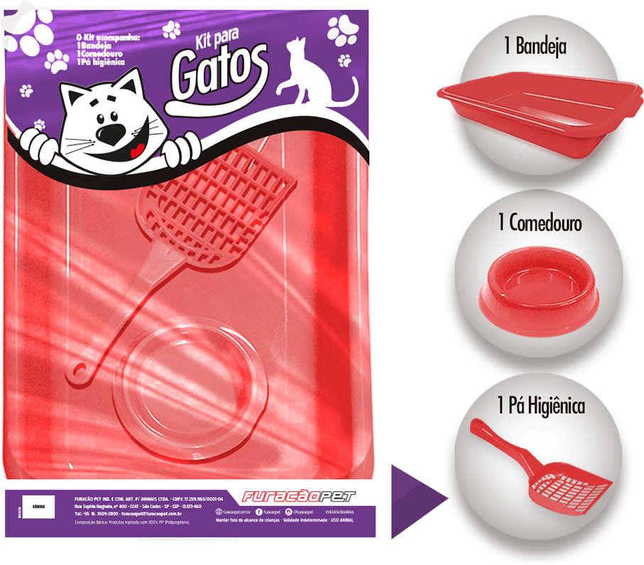 Kit Joy Vermelho para Gatos - Tam. Único