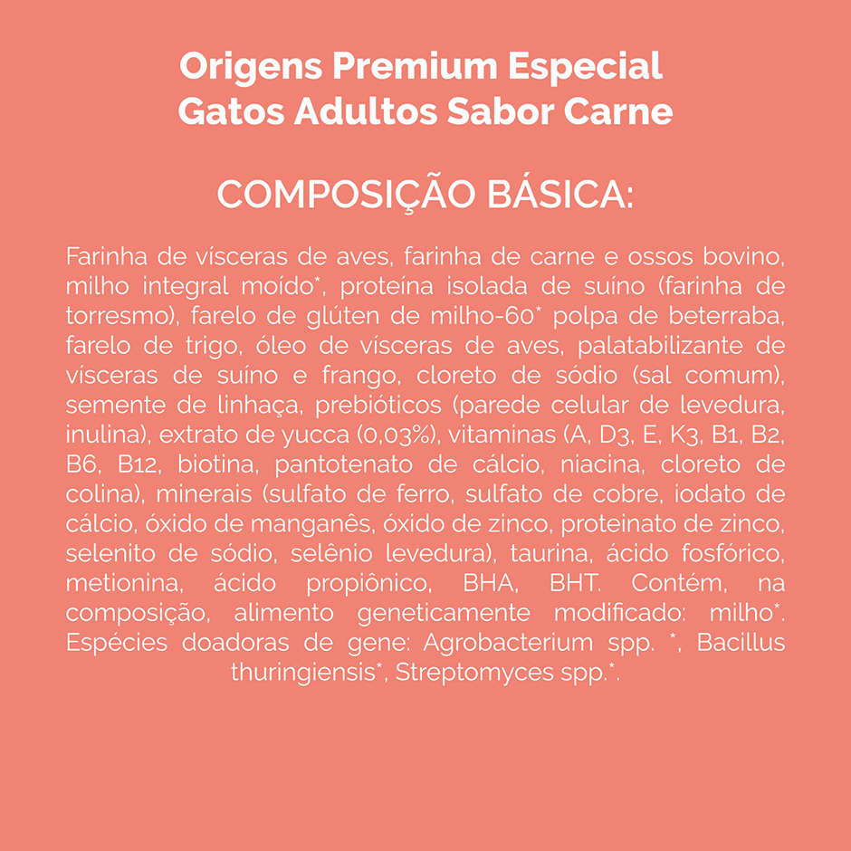Ração Seca Origens Carne Gatos Adultos - 10,1Kg