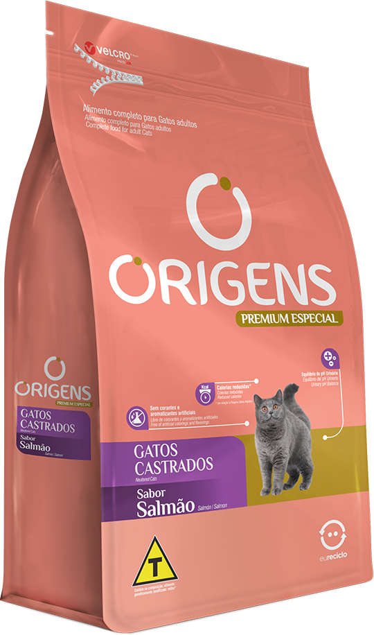 Ração Seca Origens Salmão Gatos Castrados - 3Kg