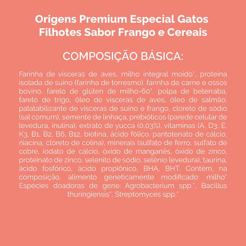 Ração Seca Origens Frango e Cereais Gatos Filhotes - 3Kg