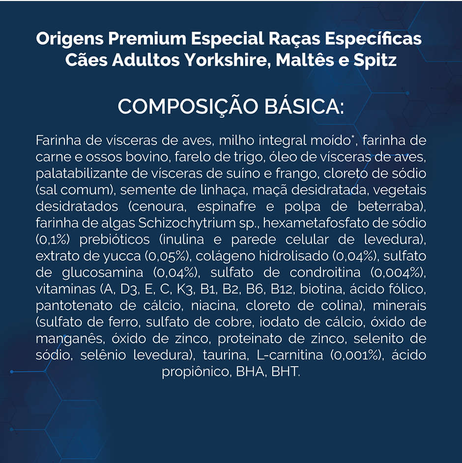 Ração Seca Origens Raças Específicas para Cães Adultos das Raças Yorkshire, Maltês e Spitz - 10,1Kg