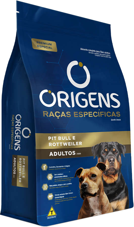 Ração Seca Origens Raças Específicas para Cães Adultos das Raças Pit Bull e Rottweiler - 15Kg