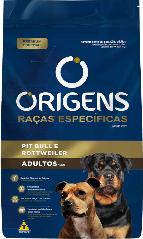 Ração Seca Origens Raças Específicas para Cães Adultos das Raças Pit Bull e Rottweiler - 15Kg