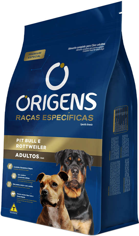 Ração Seca Origens Raças Específicas para Cães Adultos das Raças Pit Bull e Rottweiler - 15Kg