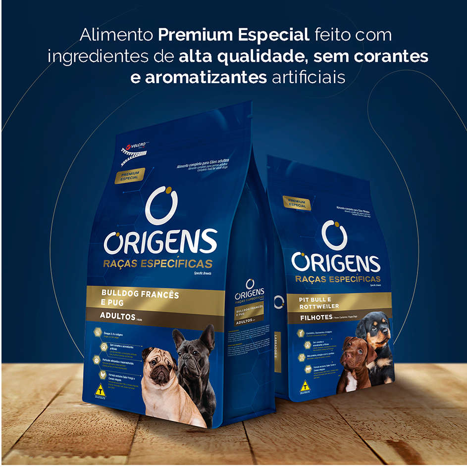 Ração Seca Origens Raças Específicas para Cães Adultos das Raças Pit Bull e Rottweiler - 15Kg