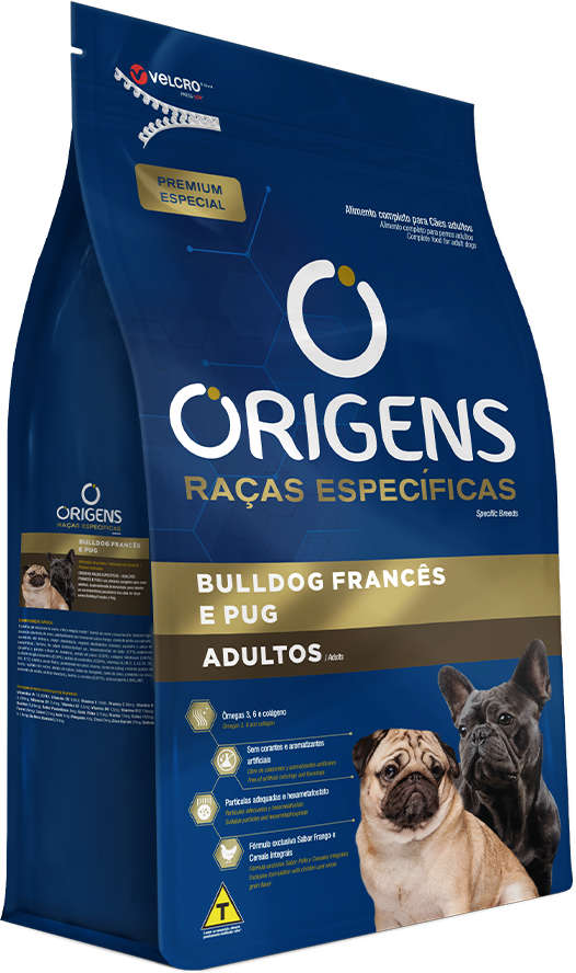 Ração Seca Origens Raças Específicas para Cães Adultos das Raças Bulldog Francês e Pug - 10,1Kg