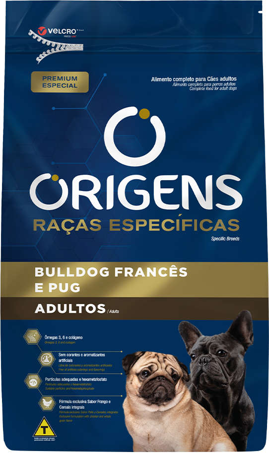 Ração Seca Origens Raças Específicas para Cães Adultos das Raças Bulldog Francês e Pug - 10,1Kg