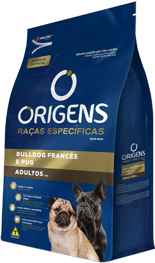Ração Seca Origens Raças Específicas para Cães Adultos das Raças Bulldog Francês e Pug - 10,1Kg