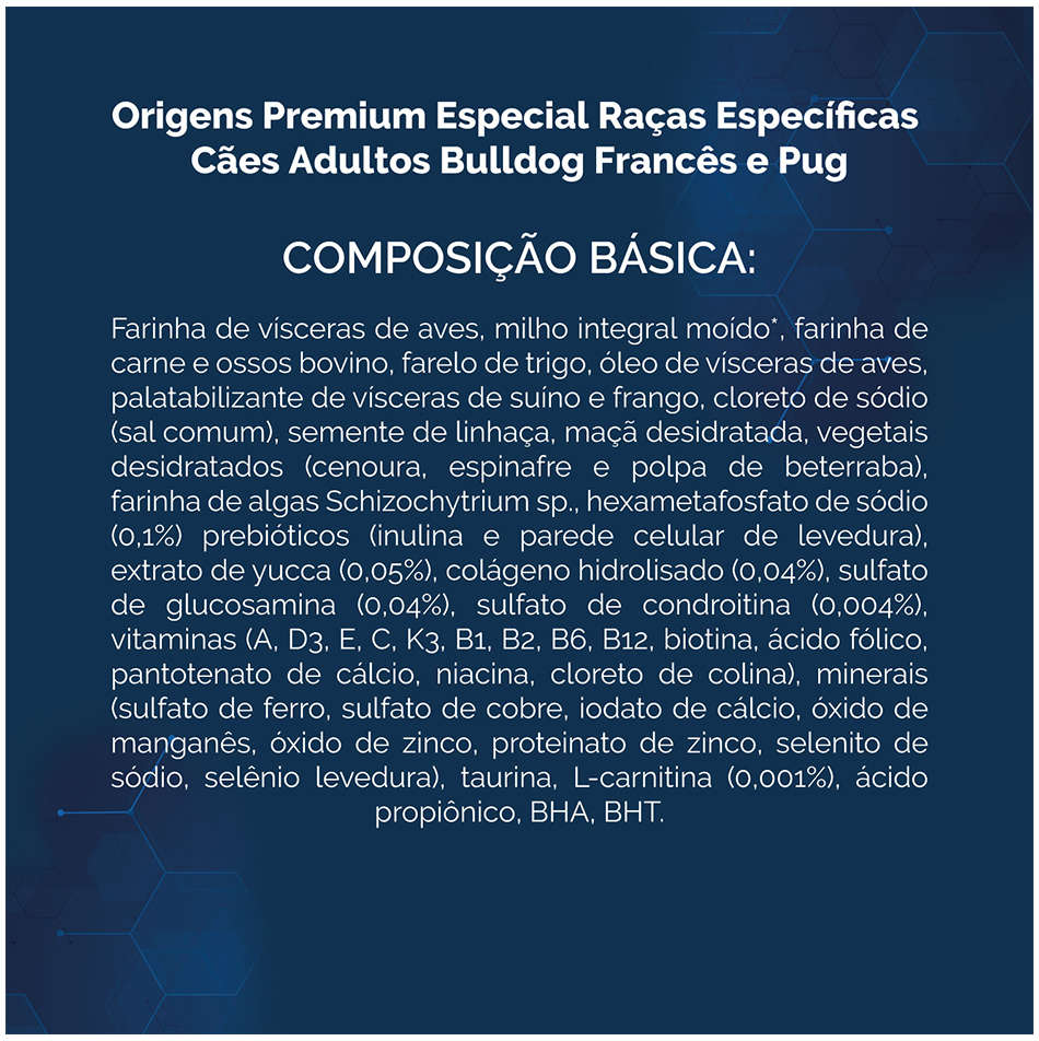 Ração Seca Origens Raças Específicas para Cães Adultos das Raças Bulldog Francês e Pug - 10,1Kg