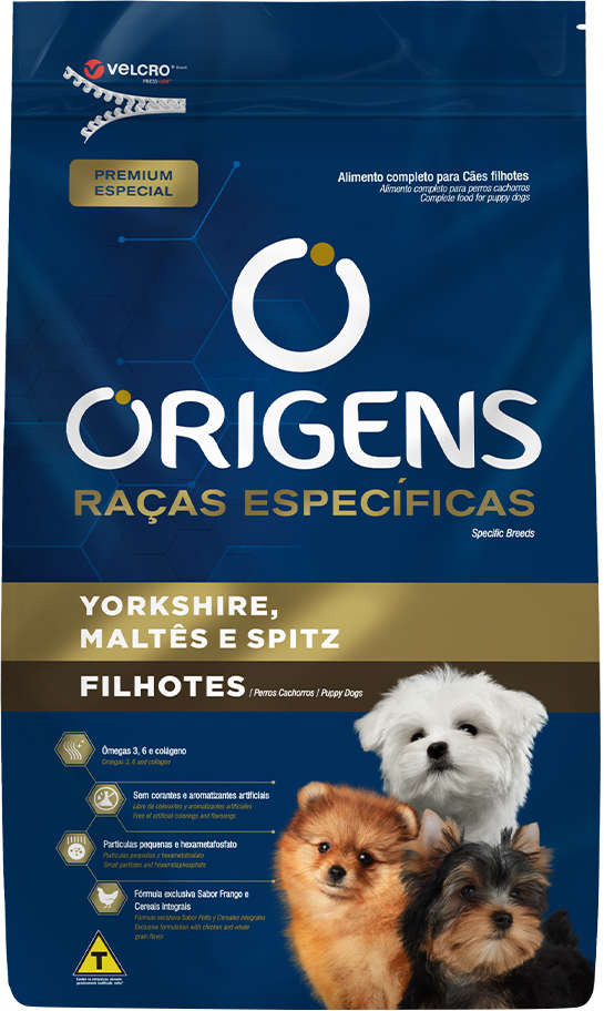 Ração Seca Origens Raças Específicas para Cães Filhotes das Raças Yorkshire, Maltês e Spitz - 3Kg