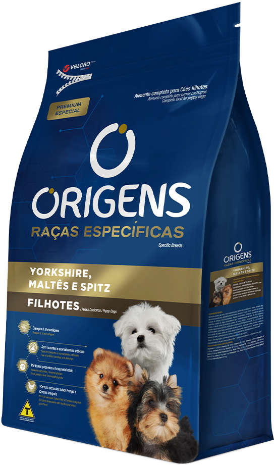 Ração Seca Origens Raças Específicas para Cães Filhotes das Raças Yorkshire, Maltês e Spitz - 3Kg