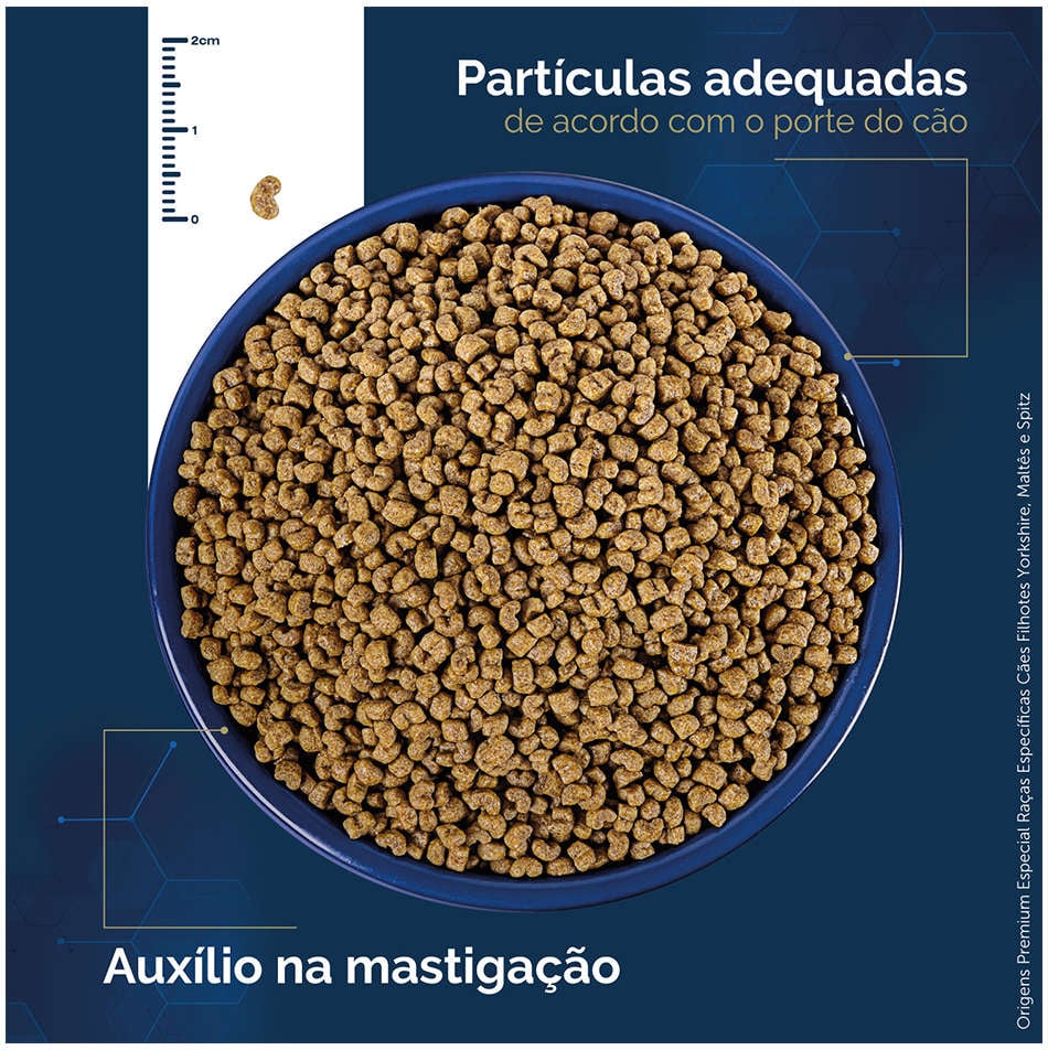 Ração Seca Origens Raças Específicas para Cães Filhotes das Raças Yorkshire, Maltês e Spitz - 3Kg