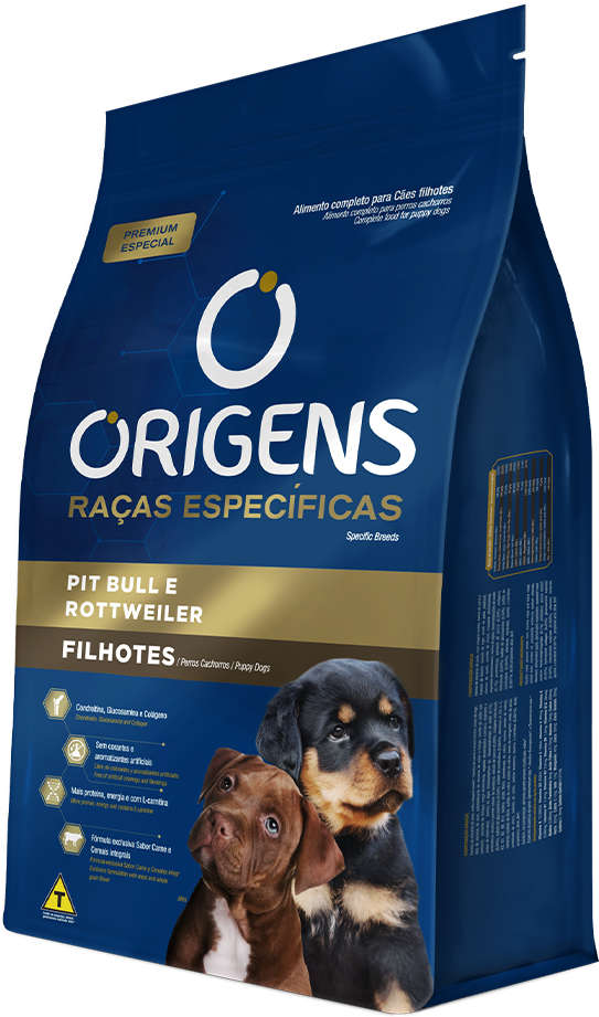 Ração Seca Origens Raças Específicas para Cães Filhotes das Raças Pit Bull e Rottweiler - 15Kg