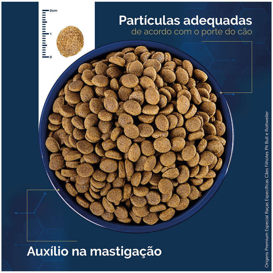Ração Seca Origens Raças Específicas para Cães Filhotes das Raças Pit Bull e Rottweiler - 15Kg