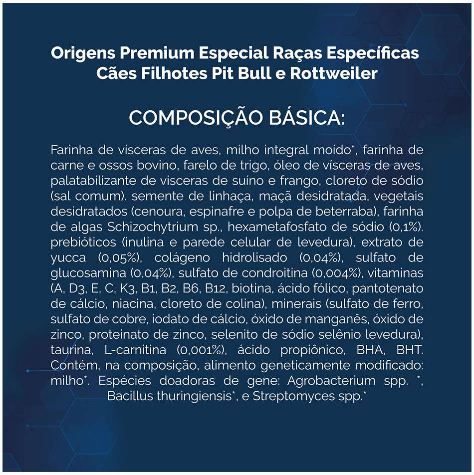 Ração Seca Origens Raças Específicas para Cães Filhotes das Raças Pit Bull e Rottweiler - 15Kg