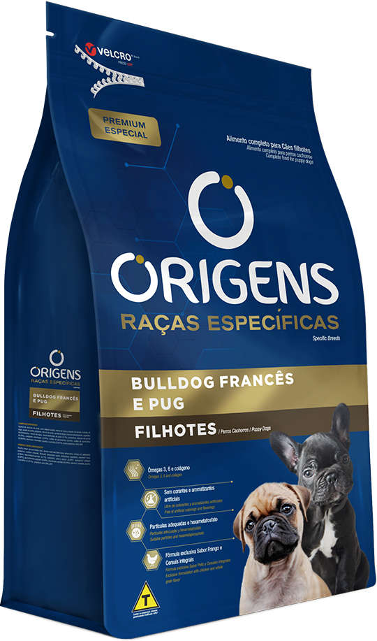 Ração Seca Origens Raças Específicas para Cães Filhotes das Raças Bulldog Francês e Pug - 10,1Kg