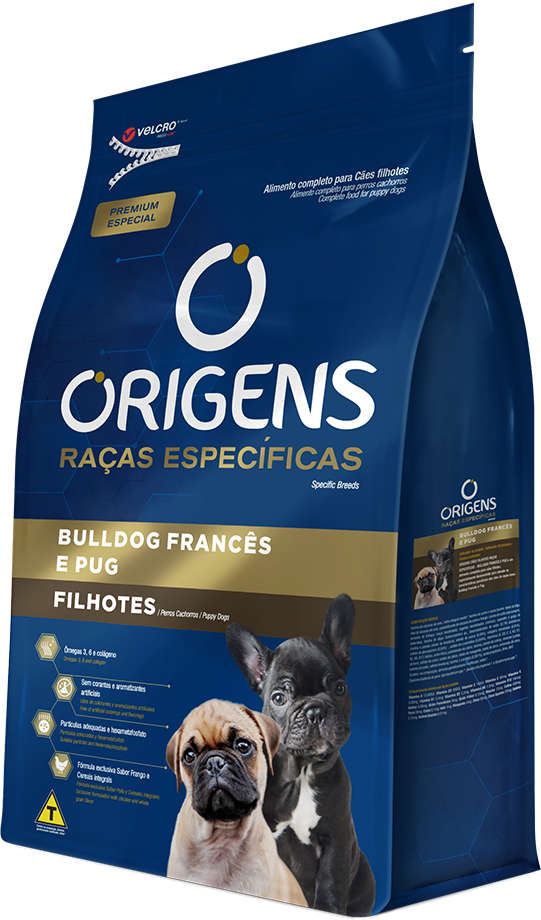 Ração Seca Origens Raças Específicas para Cães Filhotes das Raças Bulldog Francês e Pug - 10,1Kg