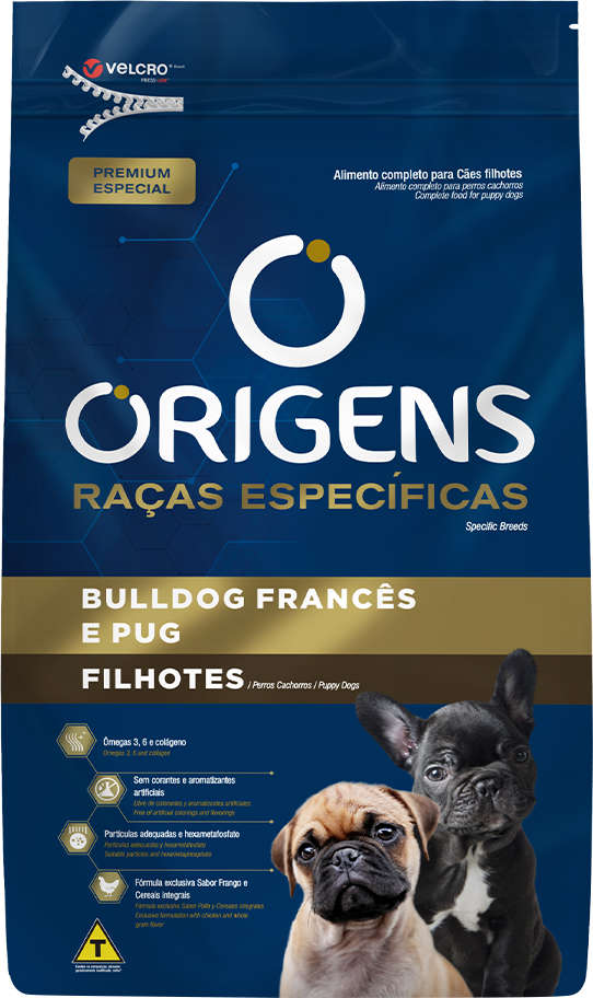 Ração Seca Origens Raças Específicas para Cães Filhotes das Raças Bulldog Francês e Pug - 10,1Kg