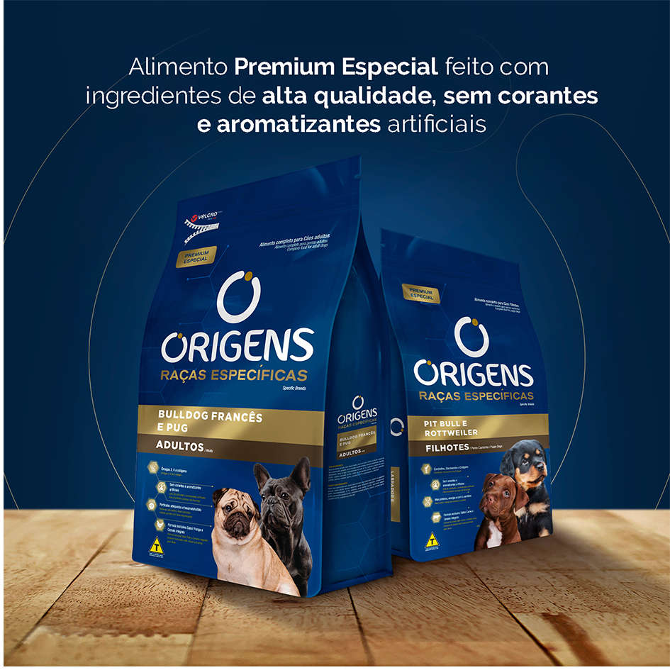 Ração Seca Origens Raças Específicas para Cães Filhotes das Raças Bulldog Francês e Pug - 10,1Kg