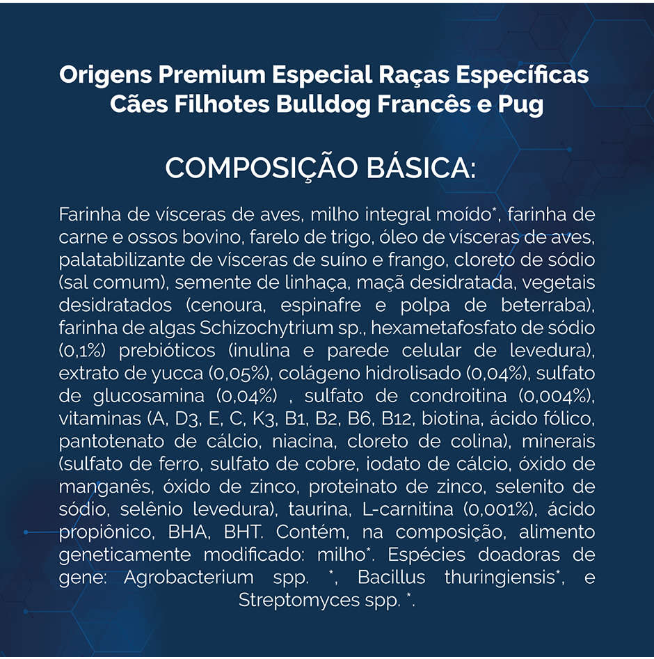 Ração Seca Origens Raças Específicas para Cães Filhotes das Raças Bulldog Francês e Pug - 10,1Kg