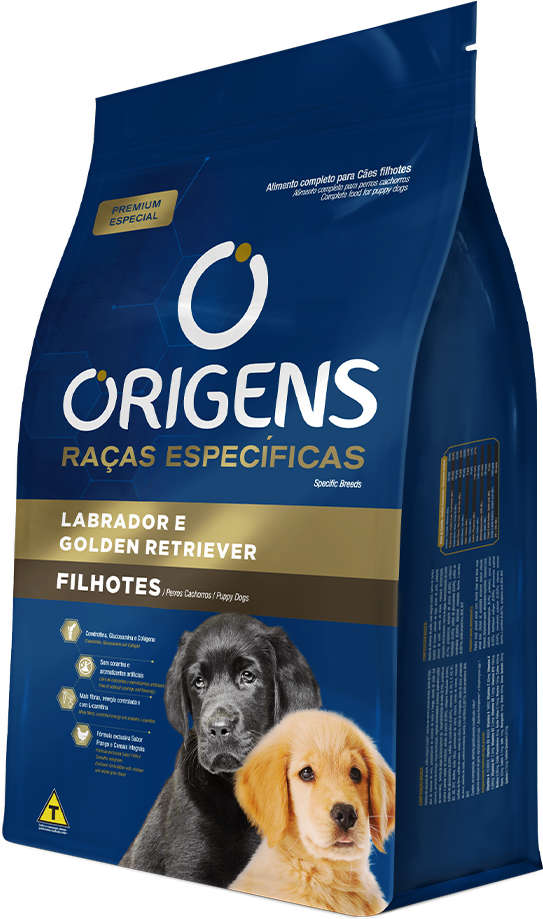 Ração Seca Origens Raças Específicas para Cães Filhotes das Raças Labrador e Golden Retriever - 2 Pacotes de 15Kg