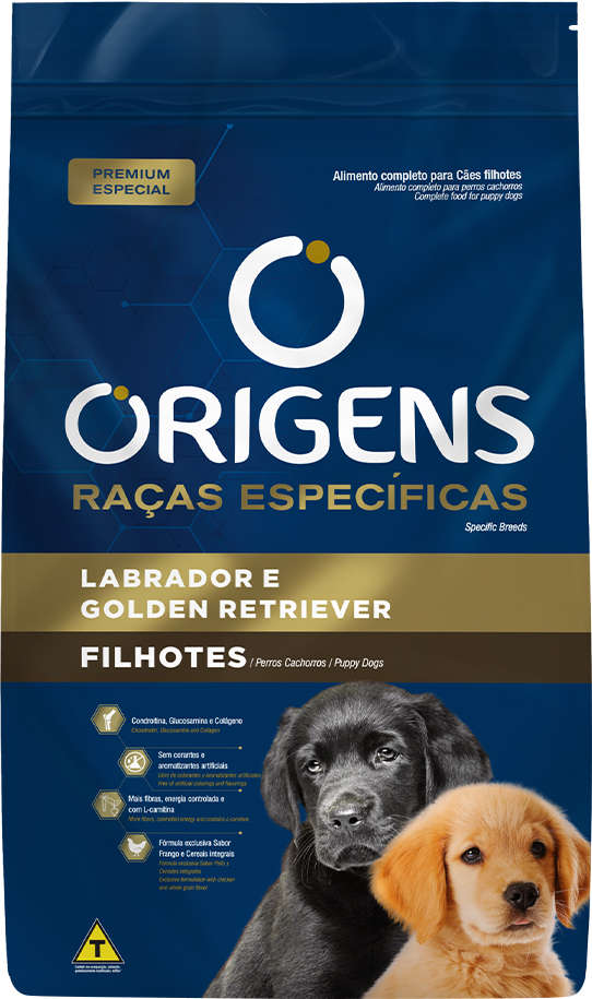 Ração Seca Origens Raças Específicas para Cães Filhotes das Raças Labrador e Golden Retriever - 2 Pacotes de 15Kg