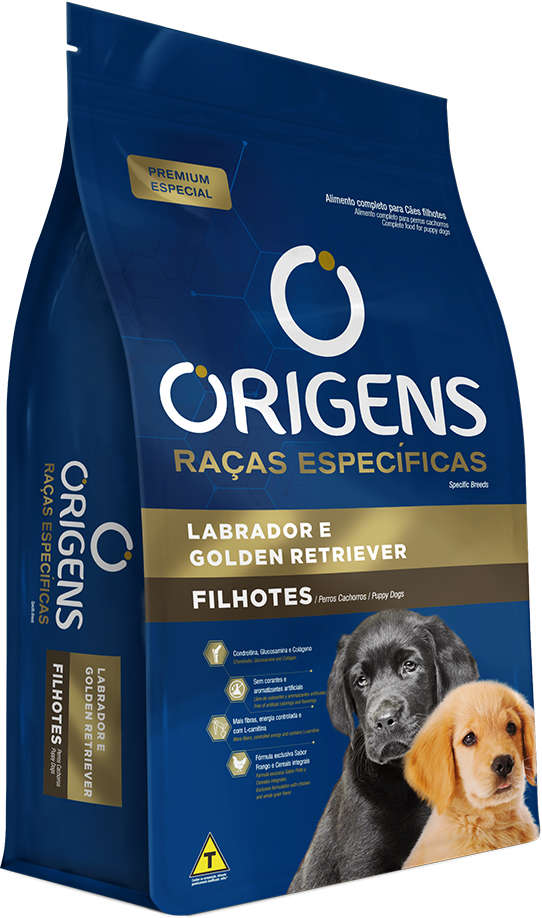Ração Seca Origens Raças Específicas para Cães Filhotes das Raças Labrador e Golden Retriever - 2 Pacotes de 15Kg