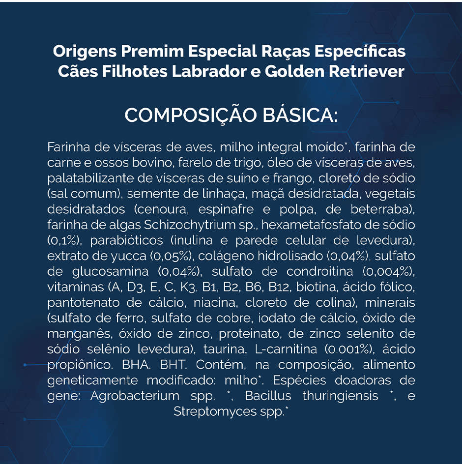 Ração Seca Origens Raças Específicas para Cães Filhotes das Raças Labrador e Golden Retriever - 2 Pacotes de 15Kg