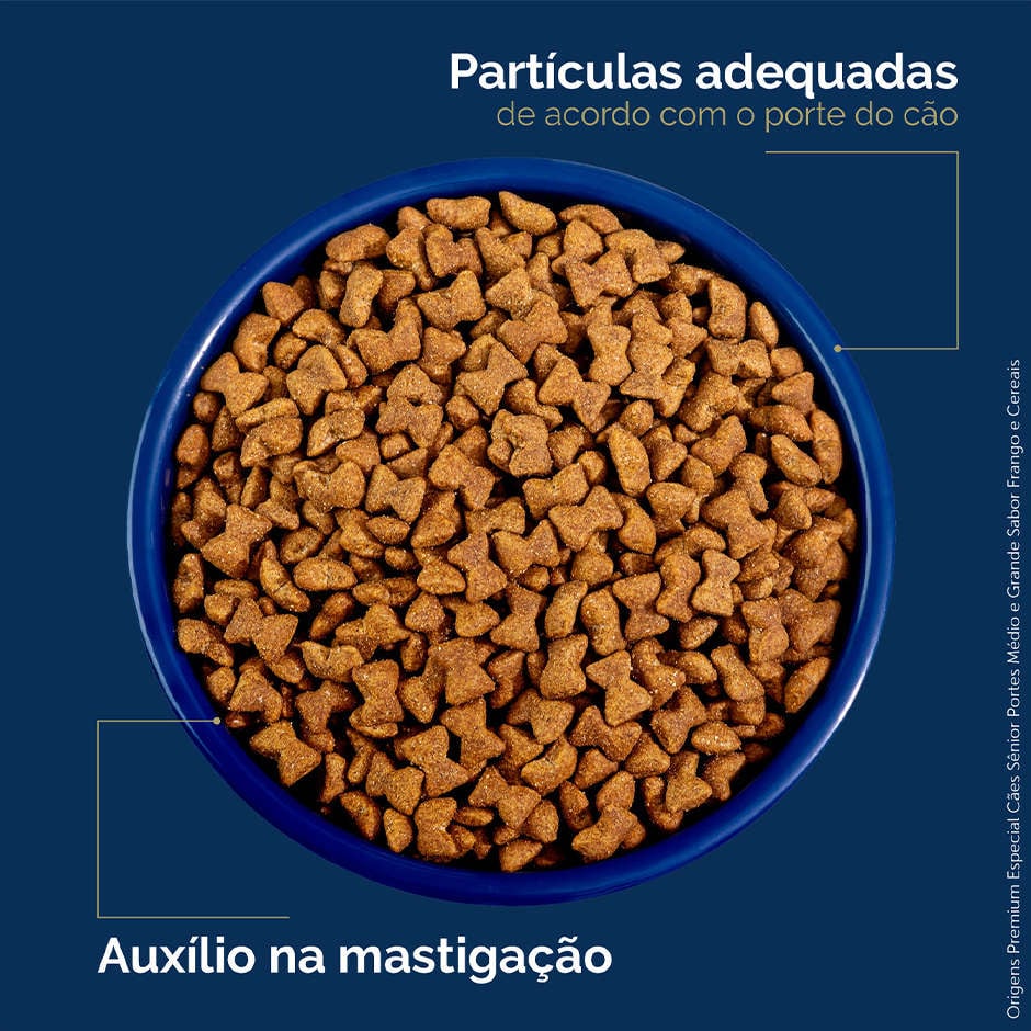 Ração Seca Origens Frango e Cereais Integrais para Cão Sênior - 15Kg