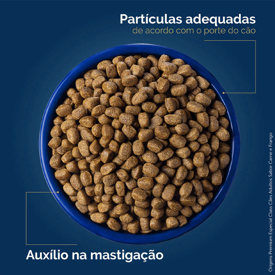 Ração Seca Origens Class Carne e Frango para Cães Adultos - 20Kg