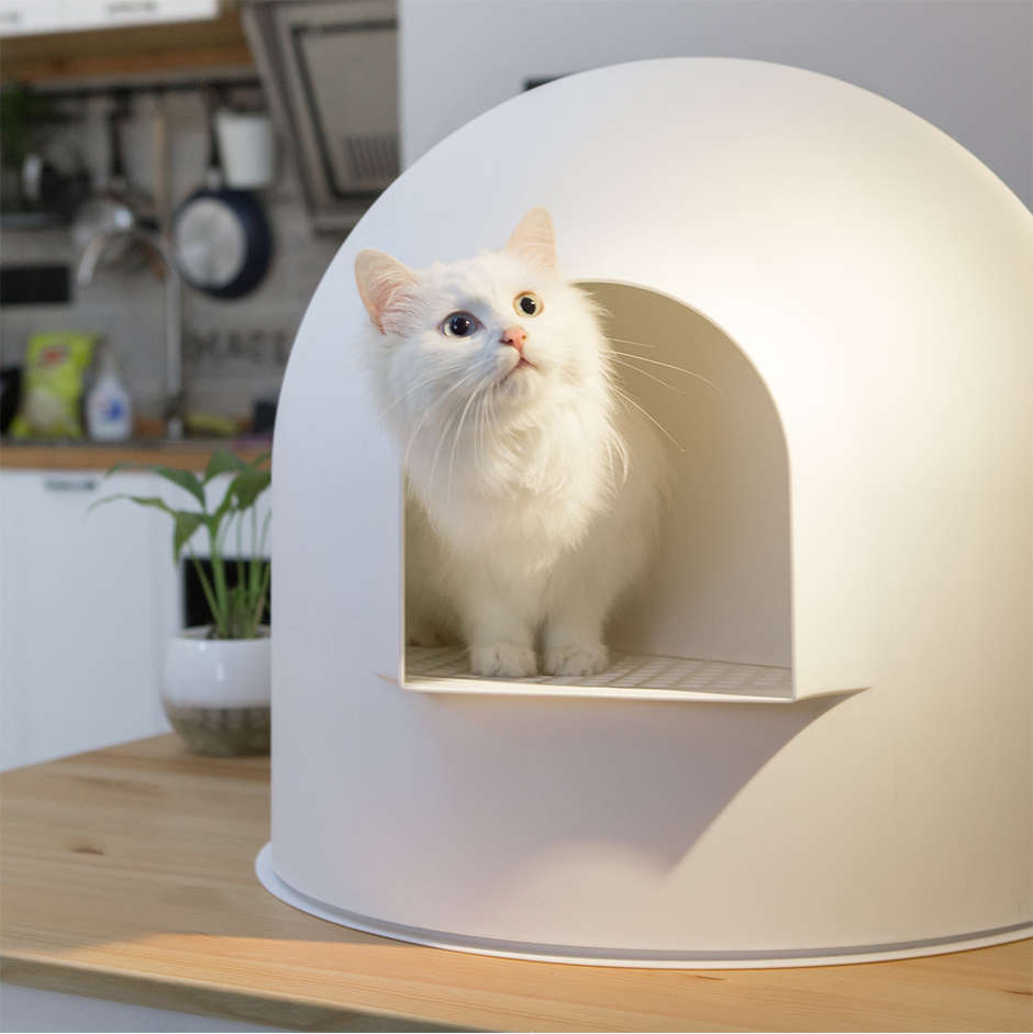 Caixa de Areia Pidan Igloo Branca para Gatos - Tam. Único
